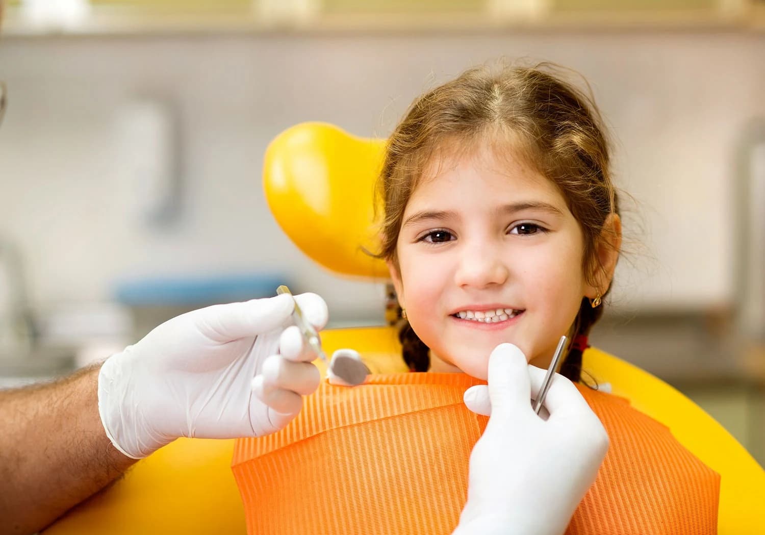 A child having a gentle dental checkup