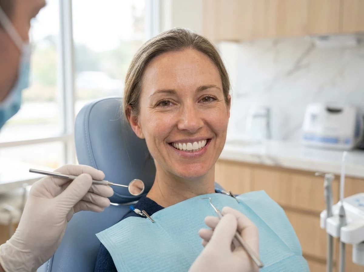 Patient with a natural-looking implant bridge at Peterborough Family Dental