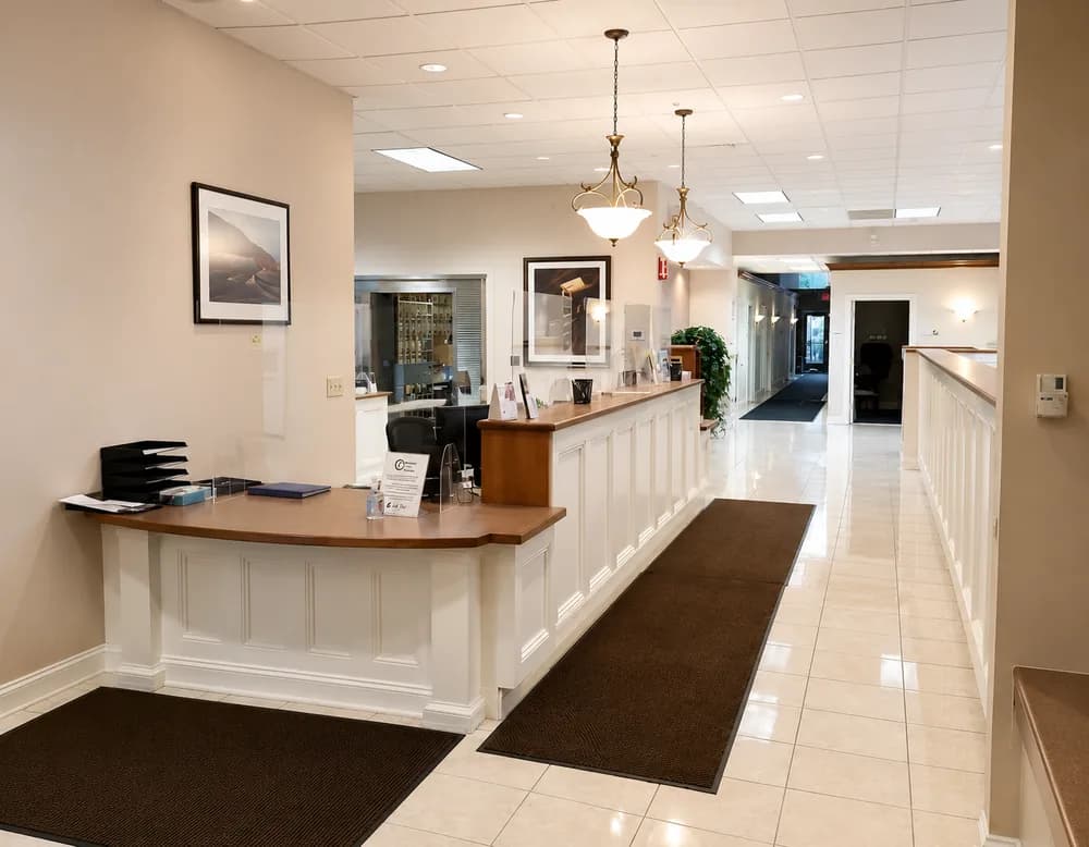 The front desk and reception area at Peterborough Family Dental