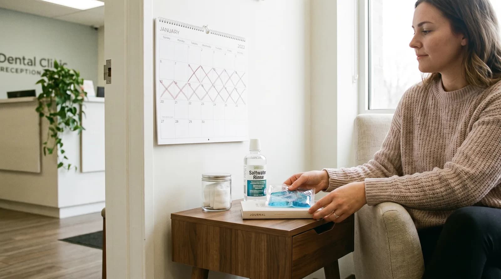 Patient relaxing at home during the dental implant recovery timeline
