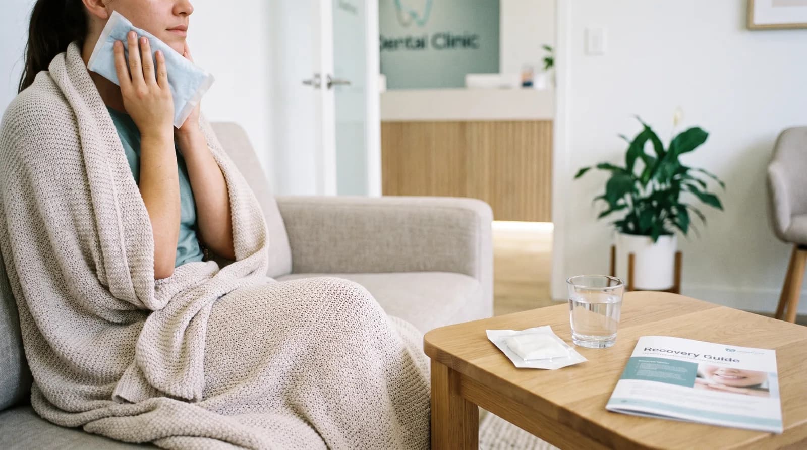 Tooth extraction aftercare: a patient resting at home after an extraction at Peterborough Family Dental