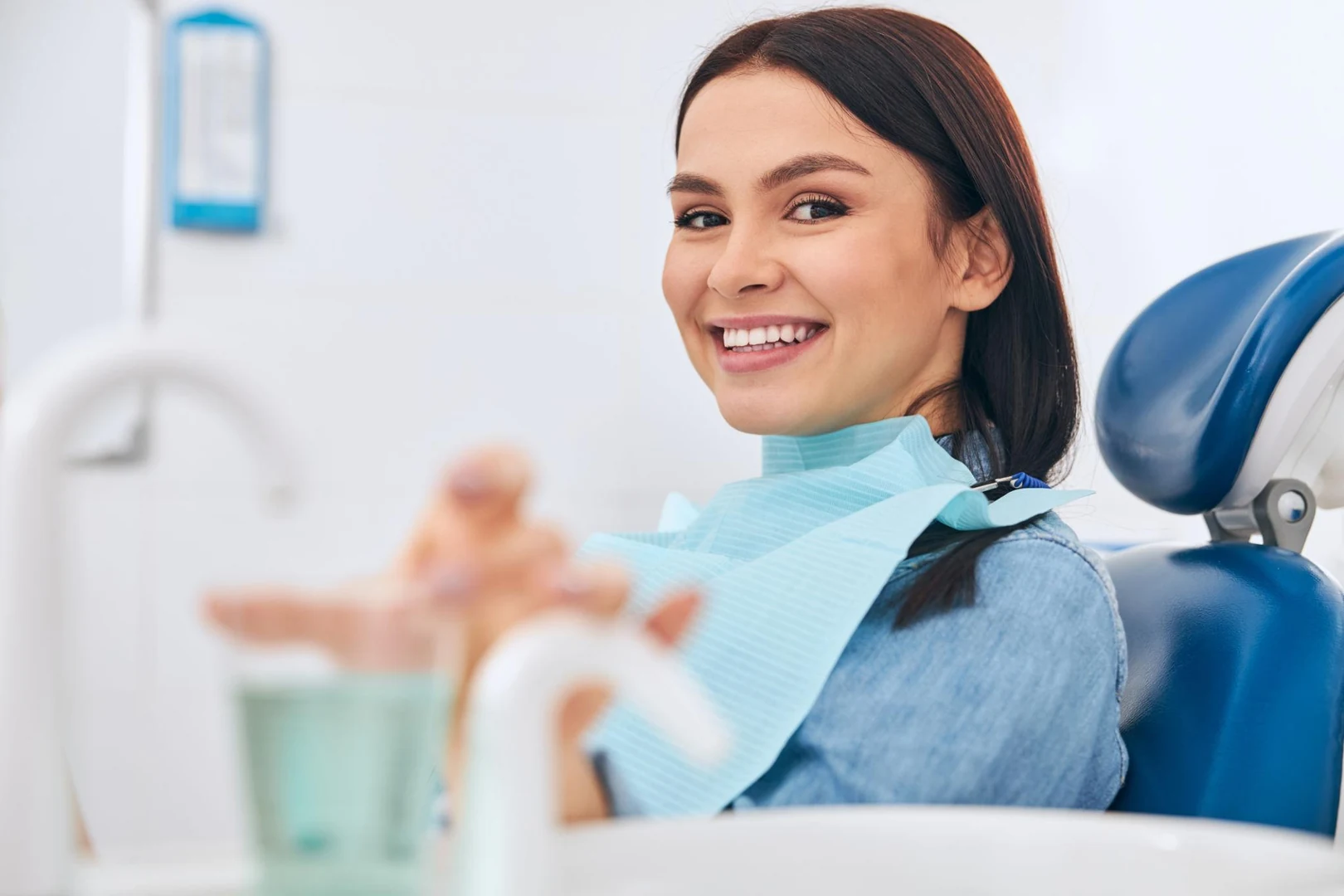 Patient with a gap from a missing tooth that a bridge can restore